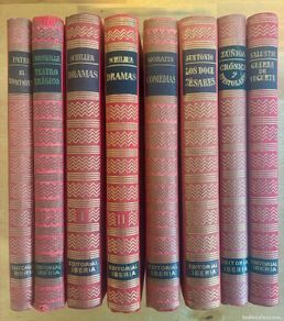 Old books: Lote 8 libros Editorial Iberia, Schiller, Pater, Moratin, Suetonio, Zuñiga, Salustio, Corneille